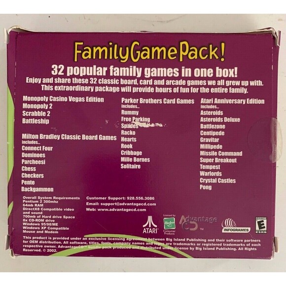 Family Game Pack! Advantage 32 Games for PC 7 Discs Atari Monopoly Casino - Picture 6 of 7